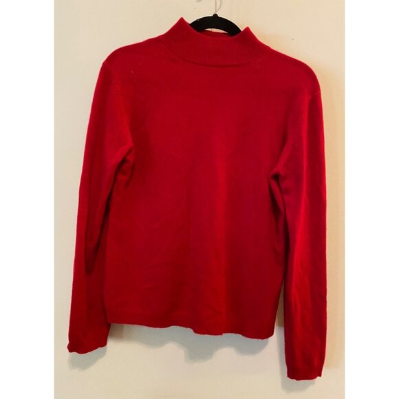 Lord & Taylor Pullover Red Mock Turtle Sweater Cashmere Long Sleeve Medium - Picture 1 of 9